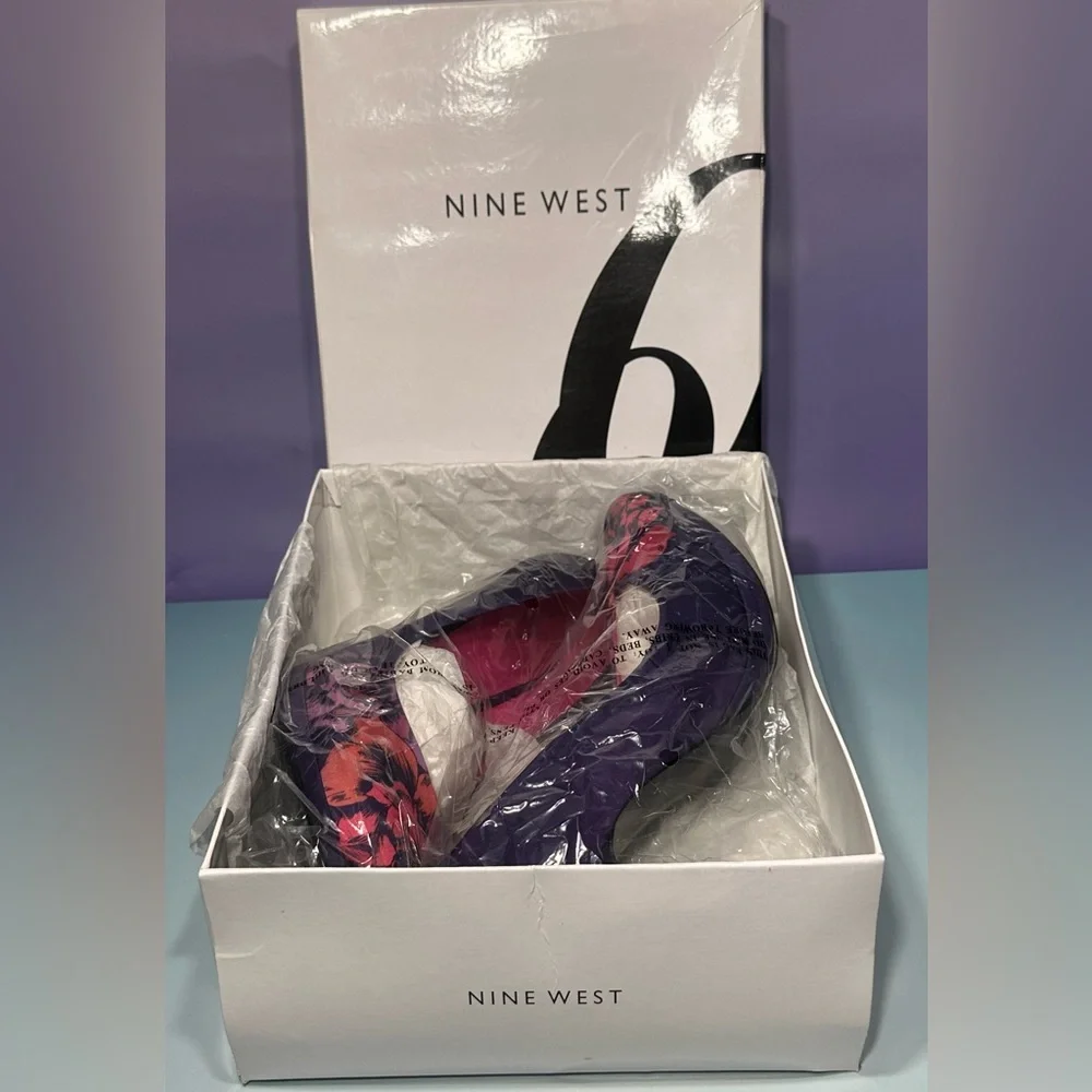 NINE WEST Rocha Floral Purple/Pink 3.75" High Heels Platform Pumps - Picture 7 of 8